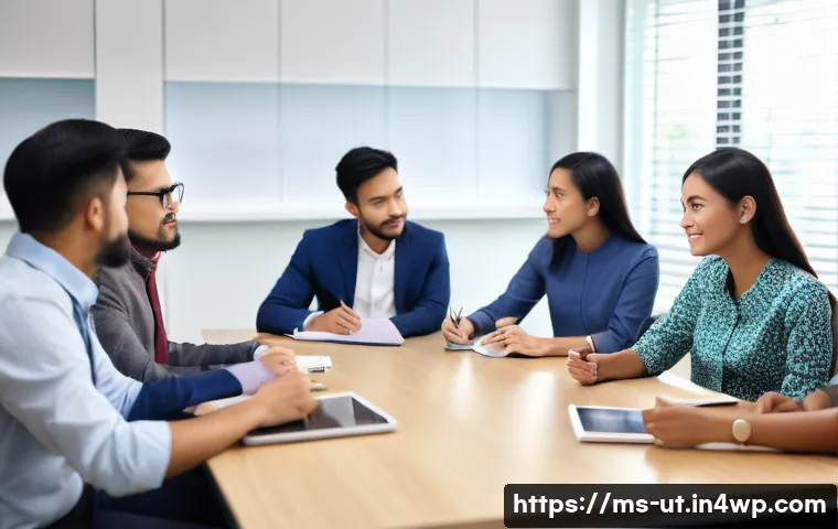 범용 역량과 글로벌 인재의 특성 - A diverse group of professional adults in a modern office setting engaged in an international commun...