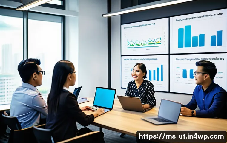 범용 역량 강화의 장기적 이점 - A diverse group of Malaysian professionals in a modern office setting, engaging in a digital marketi...