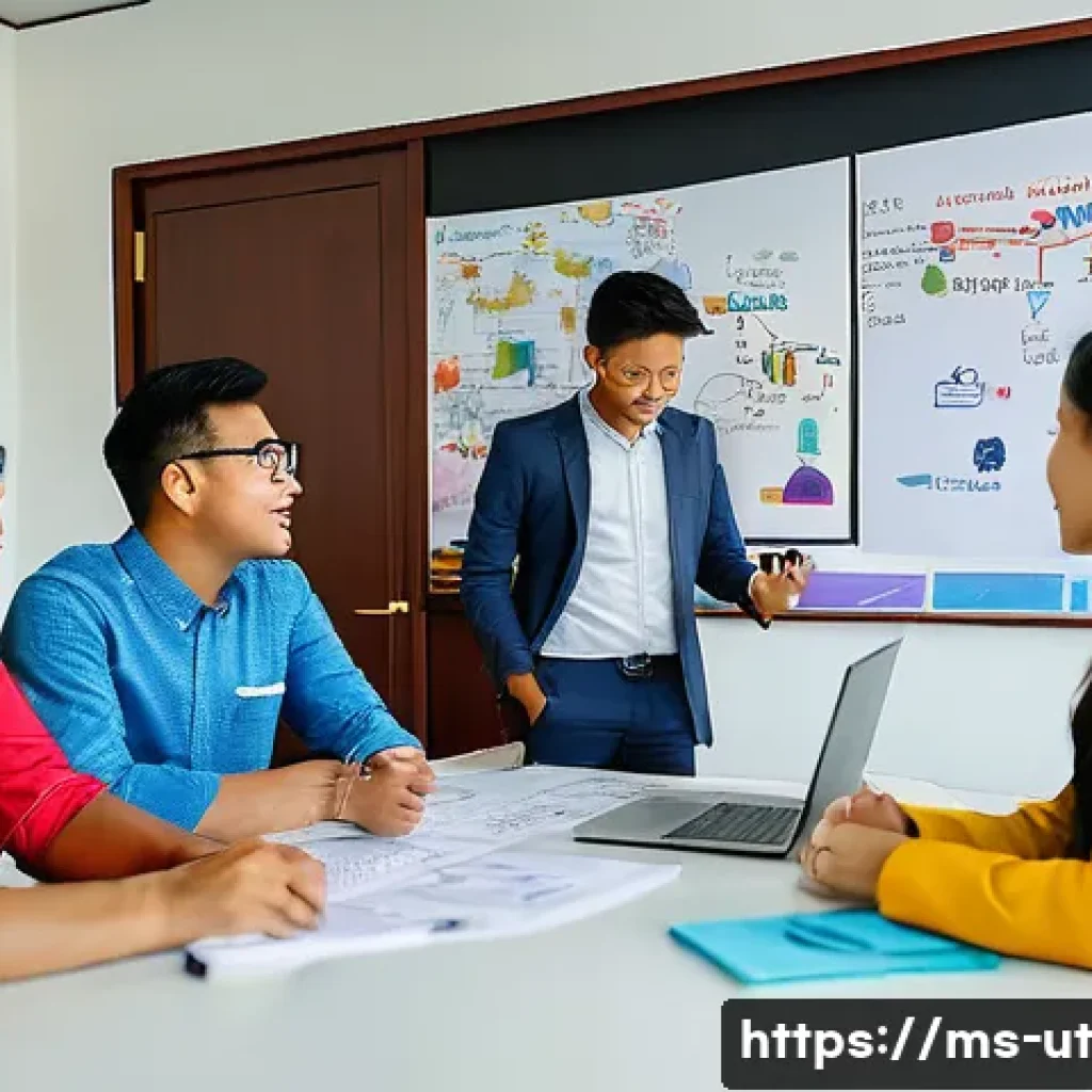 범용 역량 개발을 위한 문제 해결 기법 - A professional Malaysian office meeting room scene showing a diverse team of colleagues engaged in a...