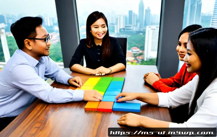 Home 17 범용 역량 확장 접근의 효과적인 실행 전략 - Photorealistic Malaysian workplace strategy session, a diverse team of Malay, Chinese Malaysian, and...